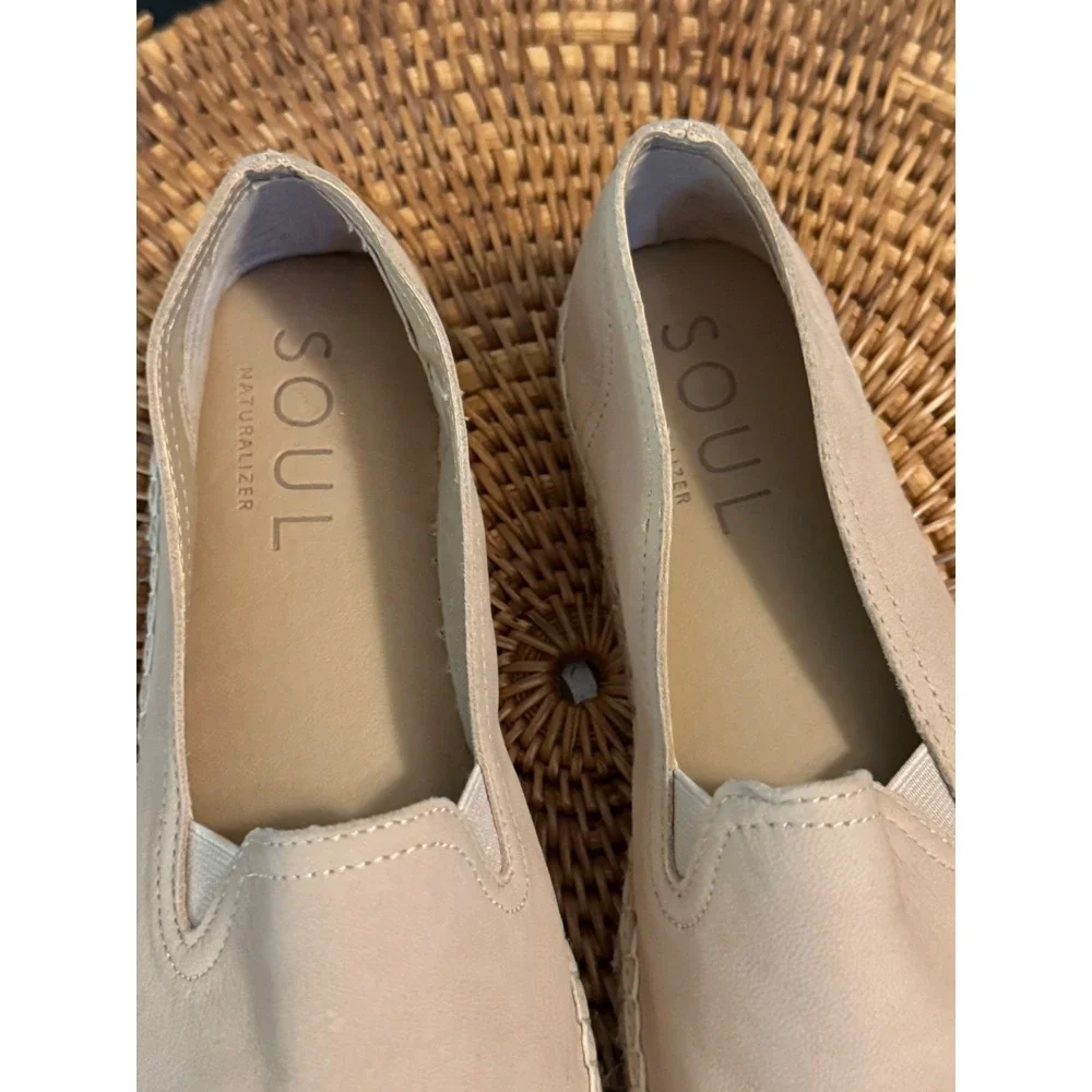 Soul Naturalizer Womens Beige Leather Espadrille‎ Slip On Flats Shoes